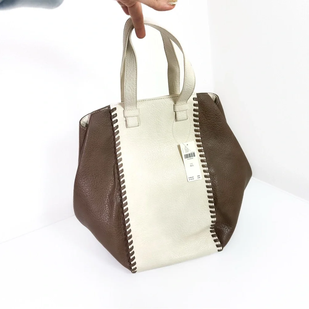 Anthropologie Two Tone Satchel in Cream NWT